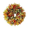 Dekorativa blommor främre dörrkransimitation Växter med bowknot bladband blommor konstgjorda för hem tacksägelse jul
