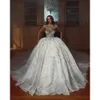 Superbe robe de mariée en cristal exquise, robe de bal sur mesure, luxe, perles, paillettes, dentelle, robes de mariée d'église, 2024