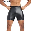 Homens magros calças de couro corpo shaper cintura trainer cintura alta shaper controle leggings compressão roupa interior fitness 3pts shorts 240220
