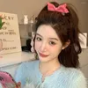 Accessori per capelli Clip per fiocco in tessuto rosa Stile principessa coreana Becco d'anatra laterale tridimensionale E6D4