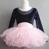 Scene Wear Autumn Spring Children Dance Dress Fleece Sequin Velvet Gymnastics Leotards Dancewear Cotton Barn Girls Tutu Bodysuit Costume