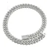 Hiphop smycken sterling sier 18mm 7-26 tum moissanite sliver länk baguett kubansk kedja personlig rombisk halsband