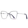 Sunglasses Frames 56mm Clear Lens Blue Light Filter Glasses For Women Metal Frame Pink Cat Eye 3086