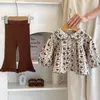 Kleidungsstücke Milancel Baby Girls Kleidung Set Blumenbluse und Flare -Strickhosen 2 PCs Anzug