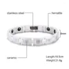 Link Bracelets Ikuinen White Ceramic Magnetic Bracelet For Women Simple Chain Health Energy Hematite Female Wedding Engagement Jewelry