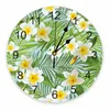 Orologi da parete Foglie di palma tropicali Fiori Orologio rotondo decorativo verde Design personalizzato Senza ticchettio Camere da letto silenziose Grandi