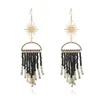 Dangle Earrings Rice Bead Sun Retro Hand Weaving Bohemia Alloy Simplicity Tassel Geometry Triangle Beaded