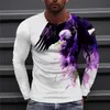 동물 독수리 빈티지 3D 프린트 여름 남성 둥근 목 티셔츠 캐주얼 긴 소매 대형 티셔츠 패션 풀오버 남성 의류 240219