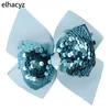 Hair Accessories 10Pcs 4.5'' Grosgrain Ribbon Bow Clips Reversible Sequin Barrettes Hairgrips Hairpins Girls Wholesale Boutique