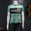 2024 Summer New High end Quality Silk Cotton Men's Trendy Short sleeved T-shirt Women's Slim Fit Printed Cotton Top 200 Pounds Usable S-5XL