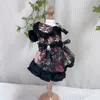 Vêtements de chien Fleur Imprimer Noir Princesse Robe Pour Petits Chiens Moyens Automne Rétro Mode Vêtements Pour Animaux De Compagnie Chihuahua Chiot Tenues Jupes 2024