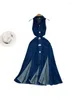 Casual Dresses 2024 Vintage Polo Neck Hollow Waist Show Slim Dress Wrap Sleeveless Single Breasted A-line Split Denim