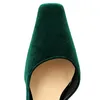 Jurk Schoenen BIGTREE Sexy Vrouwen Vierkante Neus Flock Pompen Plus Size Merk Groen Paars 10.5cm Dunne Hoge Hakken Suède avond