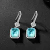 Dangle Earrings Vinregem Vintage 8 10mm Lab Paraiba Tourmaline Gemstone Sona Diamond Dropギフト記念日卸売