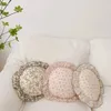Travesseiro redondo de algodão floral coreano para bebês com babados de musselina almofada para crianças travesseiros de cama para bebês quarto 240220