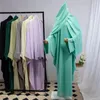 Ethnic Clothing Muslim Women Batwing Sleeve Dress With Hijab Ramadan Dubai Abaya Scarf Robe Eid Prayer Garment Islamic Arabic Kaftan
