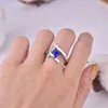 Klaster Pierścienie Europejskie i amerykańskie Creative Modern Inkrustowani Sapphire Symulacja Symulacja Cyrkon Pierścień Srebrna biżuteria