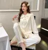 Women's Sleepwear Spring Pajamas Suit Long Sleeve Shirt&pants 2Pcs Pyjamas Lingerie Women Home Clothes Female Rayon Nightwear