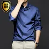 6XL Large Business Dress Social Solid Silk Smooth Long Sleeve Mens Shirt Non iron Luxury Spring and Autumn Break High Quality 240219