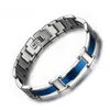 Link Bracelets Tide Blue Health Bracelet Bangle For Men Germanium Negative Ions Magnetic Elements Male Jewelry Gift B457