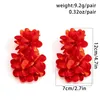 Dangle Earrings Vintage Exaggerated Fabric Red Flower Drop Women Trendy Bohemian Large Floral Earring Elegant Party Jewelry