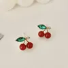 Boucles d'oreilles cerise rouge, strass scintillants, fruits mignons, pendants pour femmes et filles, bijoux chics à la mode