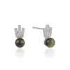 Stud Earrings Light Luxury Ear Studs 925 Sterling Silver Woman Fashion Jewelry High Quality Olivine Girl's Birthday Present