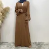 Vêtements ethniques Arabe Turquie Musulman Cardigan Dubaï Abayas Femmes Robes longues avec ceintures pour élégant couleur unie perles Kaftan