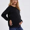 妊娠中の母服ヨーロッパとアメリカのポリエステルの長袖のマタニティルーズソリッドセーターautunm冬服女性240219