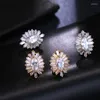 Stud Earrings Be8 Simple Style Clear Full Cubic Zirconia Bridal Mujer Brincos Women Jewelry Wholesale AE66