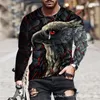Zwierzęta orła vintage 3D letni męski okrągły szyja Tshirt swobodny długi rękaw duży koszulka moda moda pullover men odzieży 240219