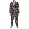 Herren-Nachtwäsche, Zebra-Druck, Pyjama-Sets, Herbst, schwarz-weiß gestreift, niedliches Zimmer, männlich, 2 Stück, lose, übergroße grafische Nachtwäsche, Geschenk