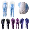 Stadiumkleding Kinderen Meisjes Kunstschaatsen Ballet Dans Gymnastiek Turnpakje Acrobatiek Yoga Sport Jumpsuit Glanzend Mesh bodysuit met lange mouwen