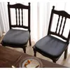 Pillow Solid Color Velvet Dining Chair With Tie Up Horseshoe Shaped Thin Anti Slip Rolled Edge