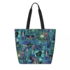 Torby na zakupy zwyczaj nawiedzony Magic Kingdom Green Canvas Women Trwne duże pojemność spożywcze Tote Shopper