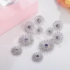 Dangle Oorbellen QooLady 2024 Mode Eenvoud Zonnebloem Daisy Drop Paars Zirkonia Voor Europese Vrouwen Sieraden Accessoires E226