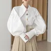 Frauen Blusen Büro Dame Bluse Lose Laterne Langarm Weißes Hemd Frauen Koreanische Unten Blusas Mujer De Moda 2024 weibliche Shirts Tops