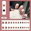 False Nails 24Pcs/Box Flower Press On Black Nail Tips Sticker Set Art