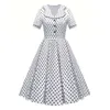 Party Dresses 2024 Women Pin Up Dot Print Casual Dress Summer Short Sleeve Retro Robe 50 60s Vintage Rockabilly Swing Vestidos