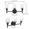 Vägglampa permo 3 lampor industriell sconce mablack badrumsbelysning med 3,94 tum klar glasskugga