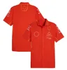 Camisetas masculinas F1 2024 Team Mens camisa Fórmula 1 Red Racing Uniform Jersey Driver Race Lapeel Polo Collar Camisetas Casual Casual Marca Camisa