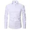 Homens camisa de punho francês abotoaduras branco manga longa botões casuais camisas de marca masculina roupas de ajuste regular 240223