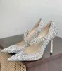 JC Jimmynessità Choo Fashion Baily Sandals Scarpe da donna Cristallo di cristallo di cristallo di alta qualità e perle Cristalli di serpente Abito per la festa perle Abito da festa con tacchi alti Lady Sexy Pump EU35-42