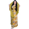 Abbigliamento etnico Sud-est asiatico Medio Oriente Abito lungo con cintura stampata per donna Jalabiya Musulmano Dubai Abito da festa senza sciarpa
