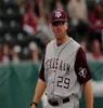 Camisa de beisebol Texas AM costurada personalizada para homens jovens 2024 NOVO ESTILO Nathan Dettmer