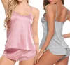 Shorts Sexy women Silk Pajama Sets Thin Camisole Sleepwear Solid Color Tank Top Nightclothes lingeries women sleepwear wXH25YJ9882832