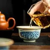 Koppar tefat handmålade fiskar antik kinesiska keramiska öppning Vackra te kopp set teaware muggar för ceremoni japansk tekopp