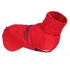 Hondenkleding Winterjas Warm fleecevoeringjack voor honden Winddicht Reflecterende streep Verstelbaar harnasvest Zacht huisdieroverall Rood