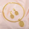 Set di orecchini per collana, orecchini pendenti con motivo ovale, color oro 24 carati, gioielli, abito da sposa marocchino, regalo di compleanno