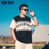 T-shirts voor heren GXXH merk zomer shirt met korte mouwen contrasterende patchwork print tees grote maten T-shirt met halve mouwen 4XL 5XL 6XL 7XL heren